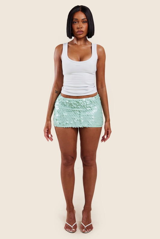 The Shimmi Mini Skirt in Blue