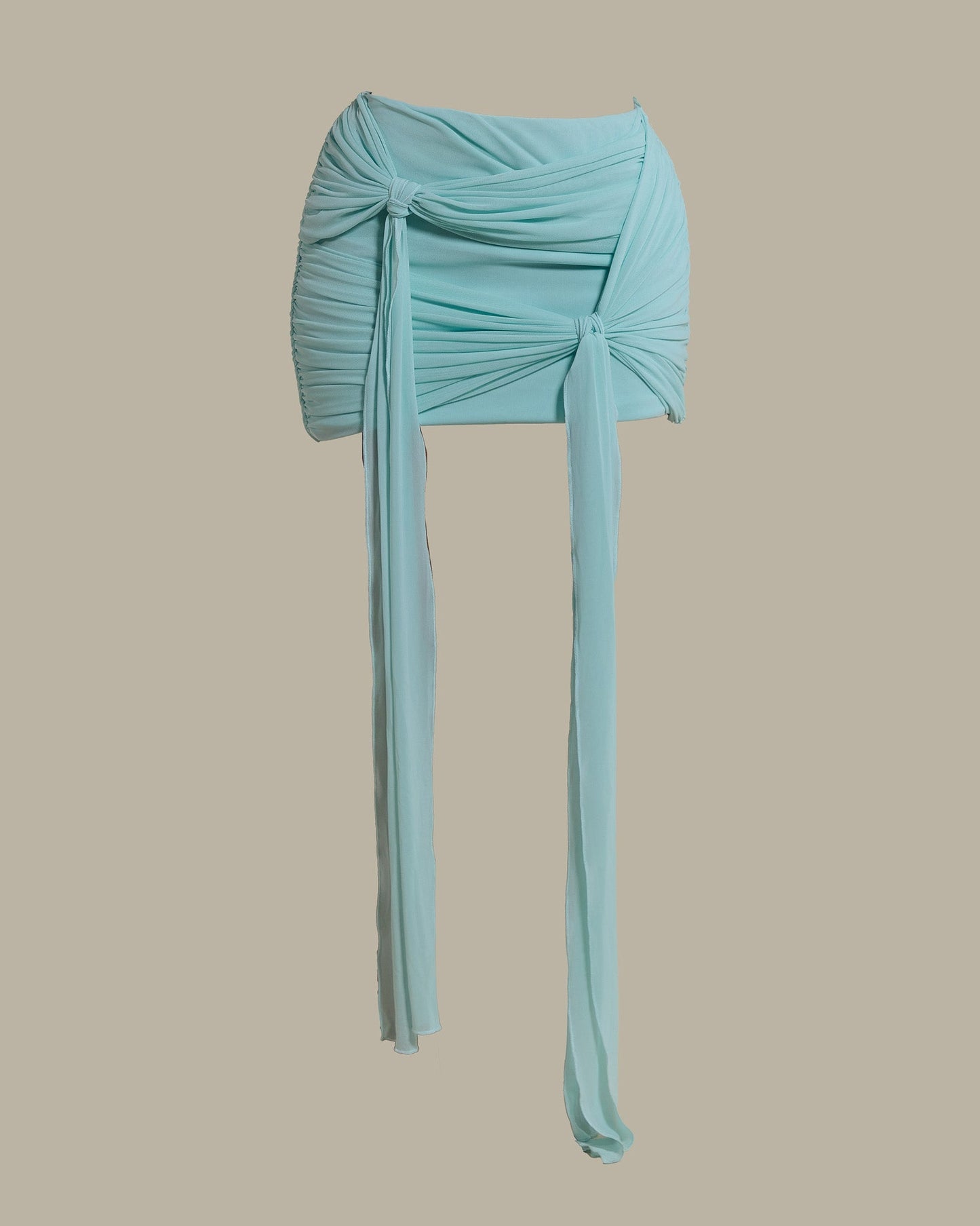 The Zadie Ruched Mini Skirt in Baby Blue