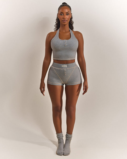 The Ribbed Boxer Shorts in Grey