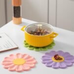 4PCS Colorful Flower Silicone Trivet & Coaster Set – Heat Resistant, Non-Slip Pot Holders & Table Mats for Hot Dishes, Pans & Drinks – Daisy Design (Purple, Green, Pink, Yellow) - Image 7