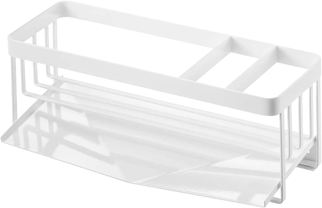 41hY3cqIeOL._AC_SL1191_ Self-Draining Sink Caddy Rack – Rust-Resistant Steel Sponge & Bottle Holder with Removable Tray - Image 1