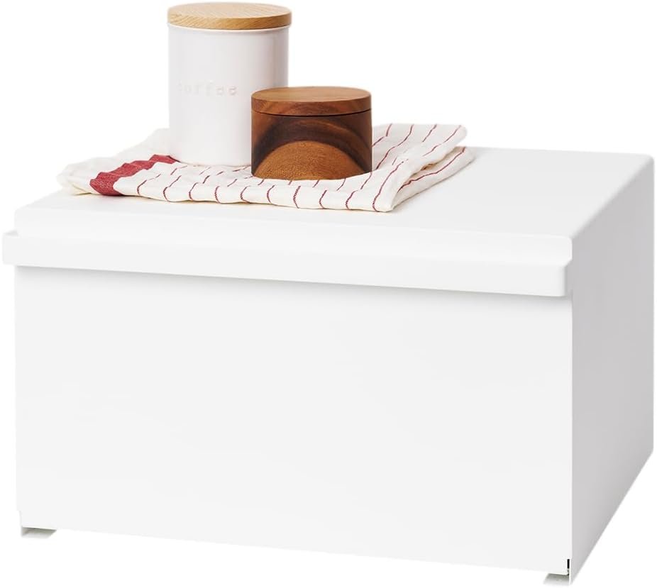 41pstZgWXeL._AC_SL1018_ Steel Bread Box for Kitchen Countertop – White Finish Container Holder for Fresh Baked Goods & Food Storage - Image 2