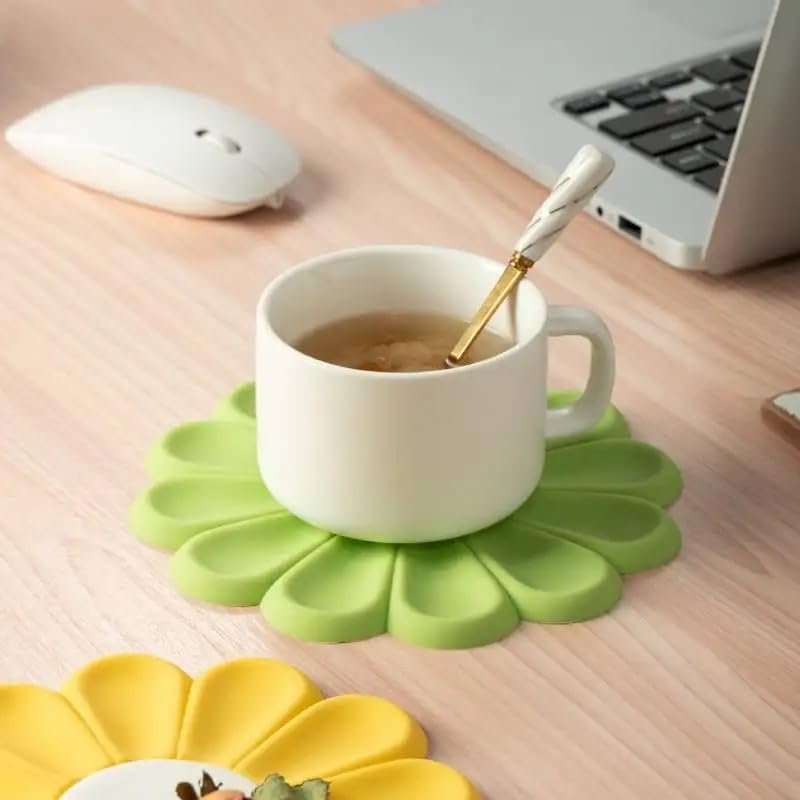 517FxvPRFhL._AC_ 4PCS Colorful Flower Silicone Trivet & Coaster Set – Heat Resistant, Non-Slip Pot Holders & Table Mats for Hot Dishes, Pans & Drinks – Daisy Design (Purple, Green, Pink, Yellow) - Image 8