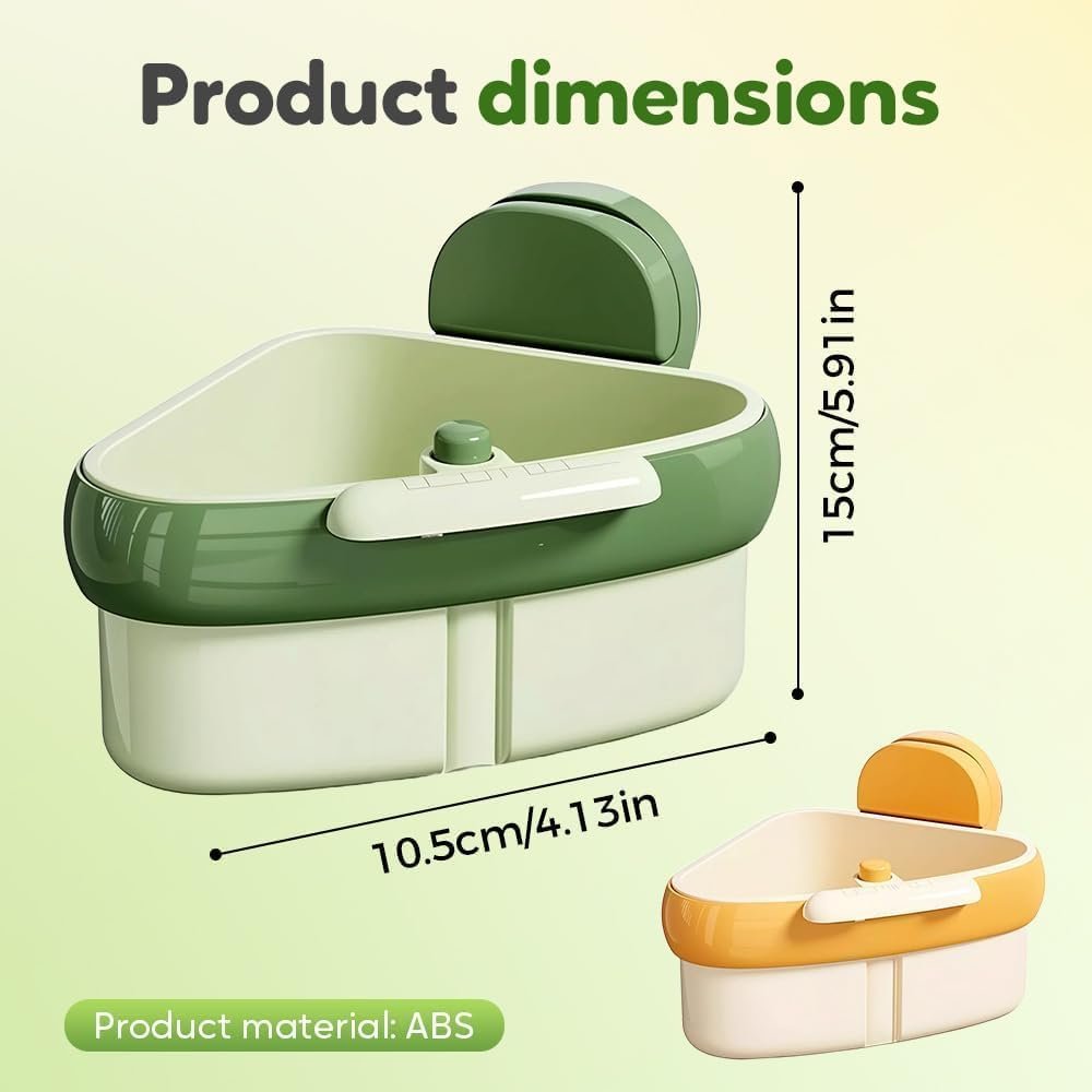 51E3S96pYCL._AC_SL1000_ Corner Sink Suction Cup Rack – Triangular Drain Basket with Food-Waste Catcher, Press-Lock Installation, 2026 Upgraded Green Kitchen Organizer - Image 3