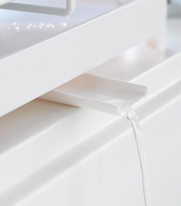 Compact Wire Dish Drainer Rack with Self-Draining Spout – White Steel Finish - Image 2