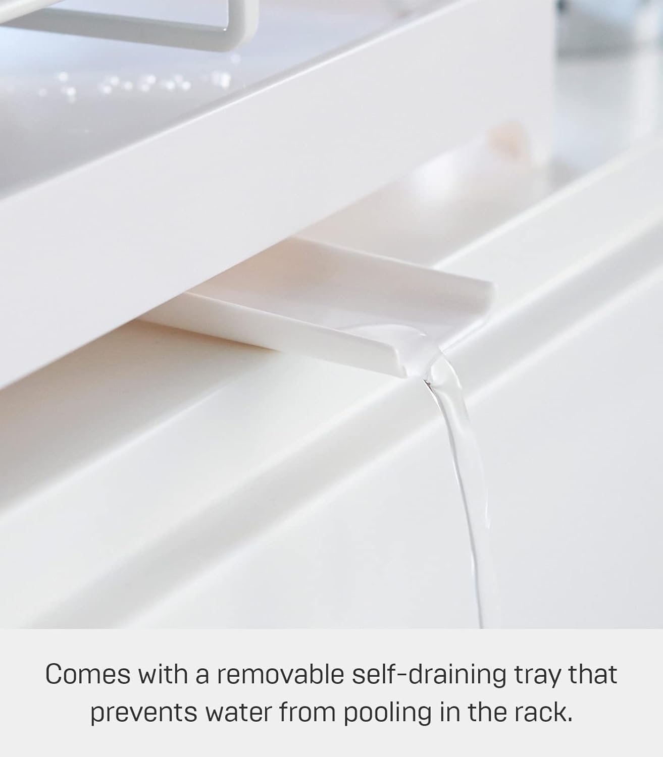 51JdEf6tipL._AC_SL1500_ Compact Wire Dish Drainer Rack with Self-Draining Spout – White Steel Finish - Image 3