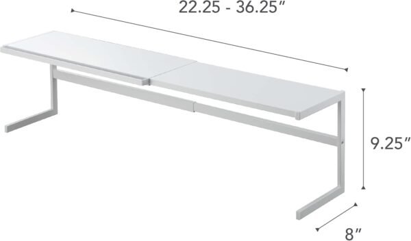 Expandable Kitchen Counter Shelf Organizer – Adjustable Width Rack for Cabinets, Pantry & Countertops, Durable White Steel - Image 3