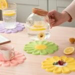 4PCS Colorful Flower Silicone Trivet & Coaster Set – Heat Resistant, Non-Slip Pot Holders & Table Mats for Hot Dishes, Pans & Drinks – Daisy Design (Purple, Green, Pink, Yellow) - Image 5