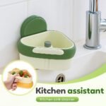 Corner Sink Suction Cup Rack – Triangular Drain Basket with Food-Waste Catcher, Press-Lock Installation, 2026 Upgraded Green Kitchen Organizer - Image 2
