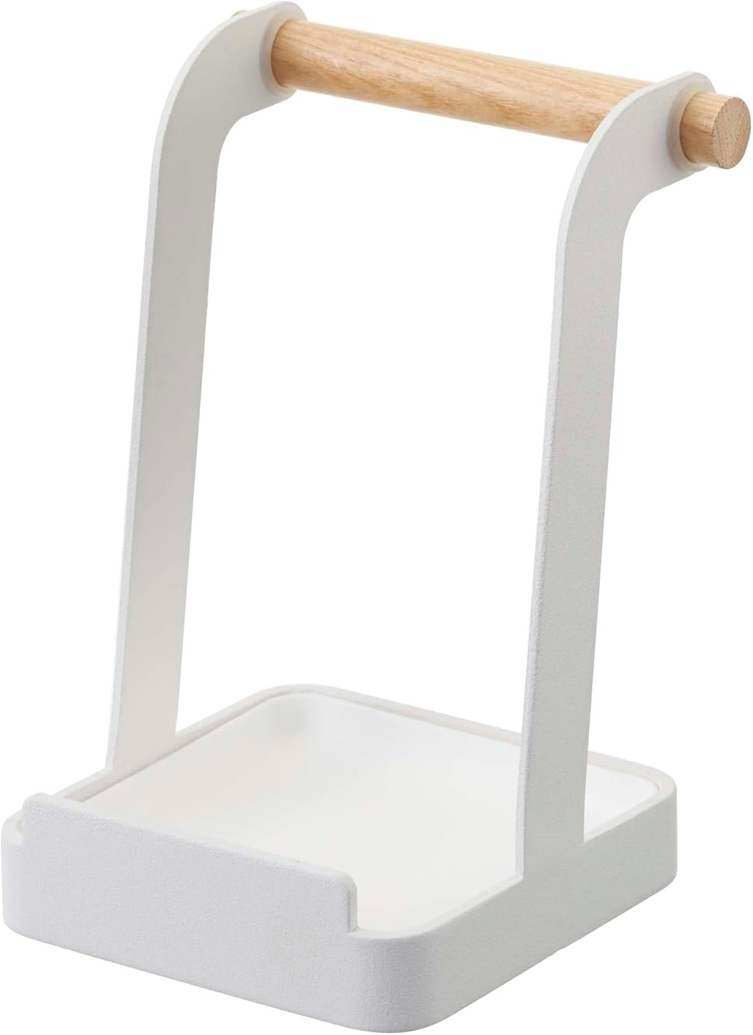 51shbuB5n2L._AC_SL1500_ Steel Ladle & Lid Rest Stand – Kitchen Utensil Organizer with Drip Tray, White + Wood Accent - Image 3