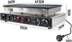 Electric Pancake & Waffle Maker Machine – Nonstick 50-Hole Mini Dutch Pancake (Poffertjes) Maker, Commercial & Home Use, Teflon Coated, 1100W - Image 2