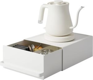 Under-Appliance Storage Rack with Drawers – Compact Counter Organizer in White Steel