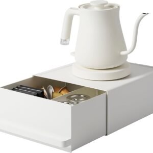 Under-Appliance Storage Rack with Drawers – Compact Counter Organizer in White Steel