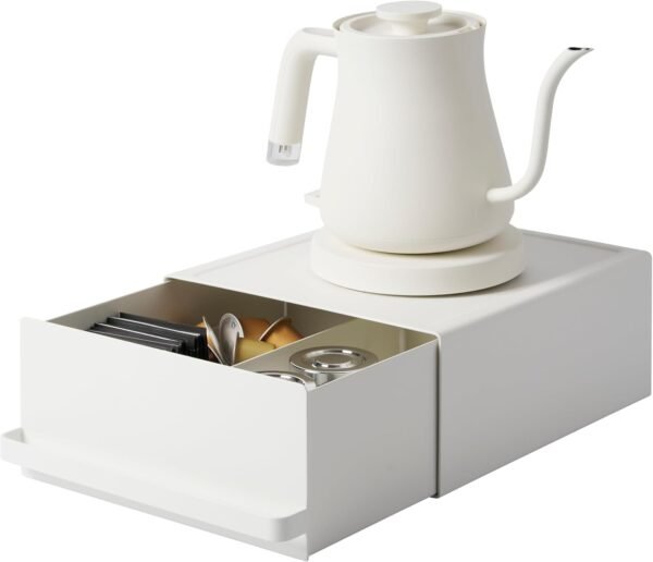 Under-Appliance Storage Rack with Drawers – Compact Counter Organizer in White Steel - Image 1