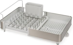 Stainless Steel Expandable Dish Drainer Rack – Adjustable Width Drying Tray with Movable Cutlery Holder & Draining Spout - Image 2