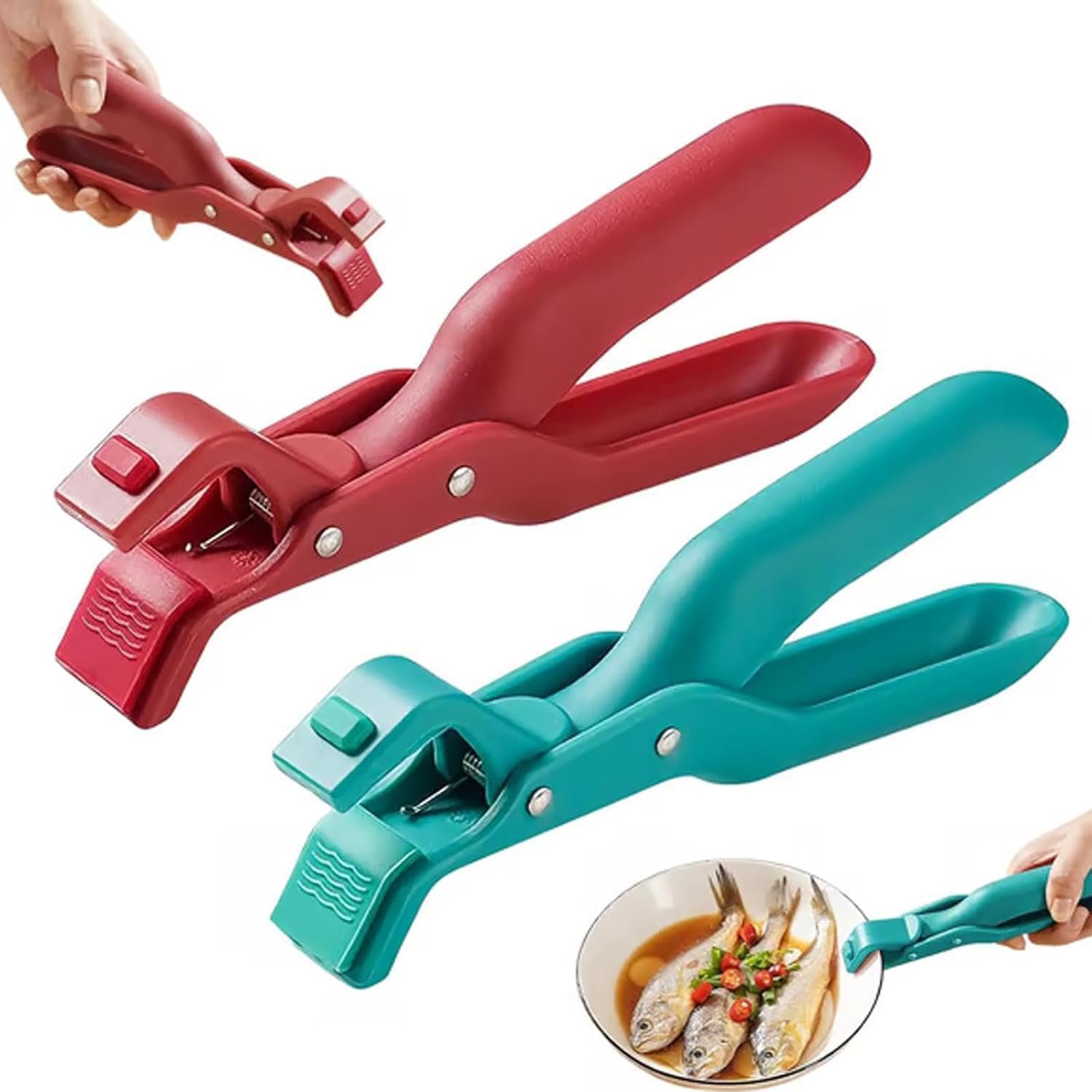61HQA+tX8JL._AC_SL1500_ Silicone Anti-Scald Bowl Clip – Heat-Resistant Kitchen Gripper Tongs for Hot Dishes & Plates (Green + Red) - Image 1