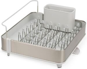 Stainless Steel Expandable Dish Drainer Rack – Adjustable Width Drying Tray with Movable Cutlery Holder & Draining Spout - Image 3