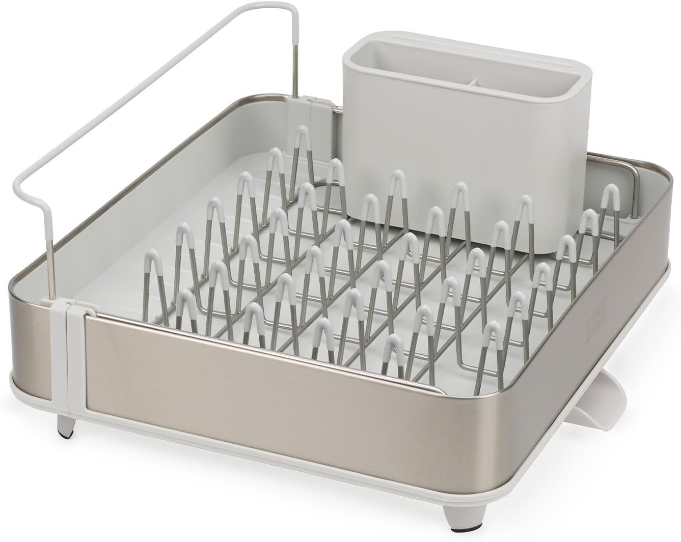 61LPICHrEmL._AC_SL1500_ Stainless Steel Expandable Dish Drainer Rack – Adjustable Width Drying Tray with Movable Cutlery Holder & Draining Spout - Image 3