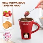 Ceramic Personal Fondue Mug with Fork – Red, Single-Serving Chocolate or Cheese Melting Cup, Ideal Gift for Date Night & Birthdays - Image 5