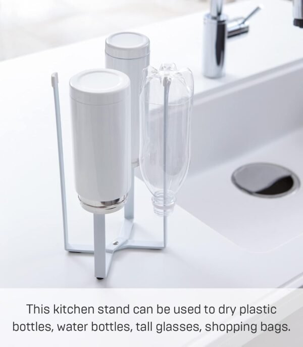 Multi-Function Kitchen Stand – Compact Rack for Drying Bottles, Glasses & Bags, White Finish - Image 7