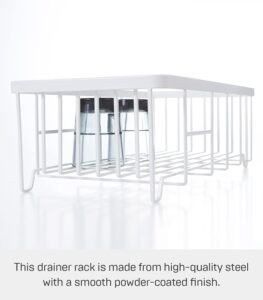 Compact Wire Dish Drainer Rack with Self-Draining Spout – White Steel Finish - Image 6