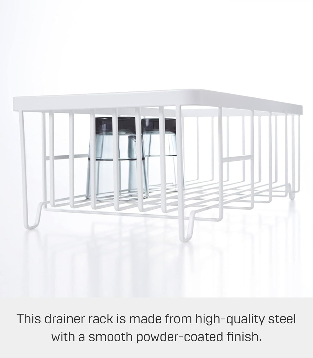 61V5KGuhnfL._AC_SL1500_ Compact Wire Dish Drainer Rack with Self-Draining Spout – White Steel Finish - Image 6