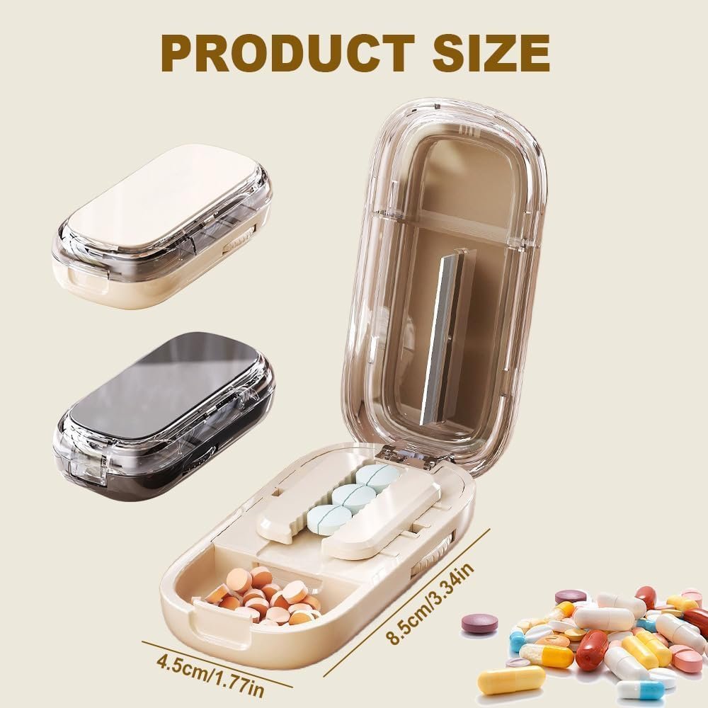 61ZJ6L48oxL._AC_SL1000_ Portable Pill Cutter & Splitter – Compact Travel-Size Tablet/ Vitamin Cutter (Black) - Image 4