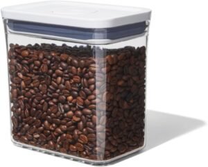 Airtight Clear Rubber-Seal Food Storage Container – 1.6 L Transparent Plastic & Stainless-Steel Lid, Stackable & Pantry Organizer