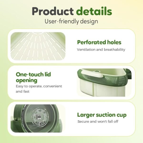 Corner Sink Suction Cup Rack – Triangular Drain Basket with Food-Waste Catcher, Press-Lock Installation, 2026 Upgraded Green Kitchen Organizer - Image 5