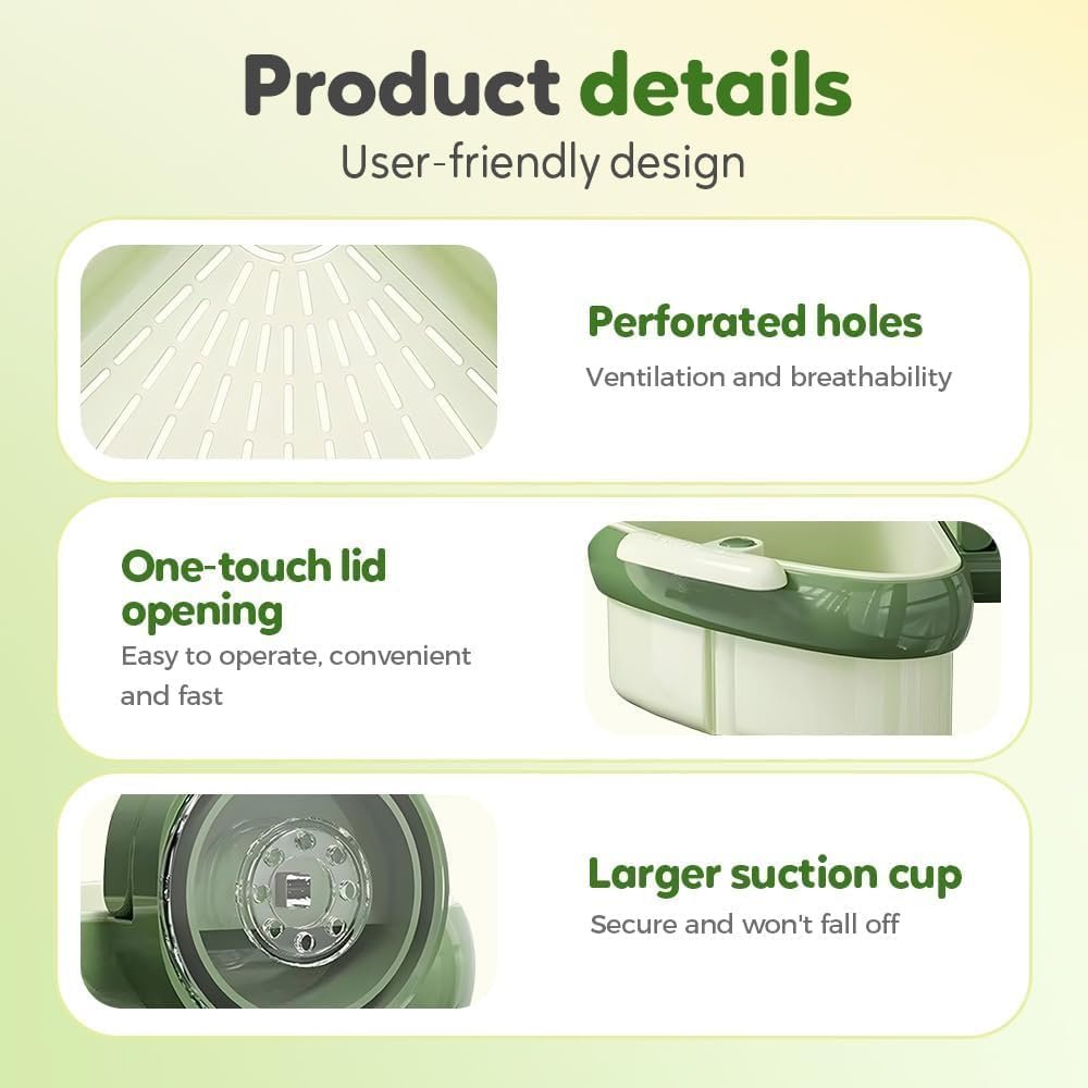 61brM9eImbL._AC_SL1000_ Corner Sink Suction Cup Rack – Triangular Drain Basket with Food-Waste Catcher, Press-Lock Installation, 2026 Upgraded Green Kitchen Organizer - Image 5