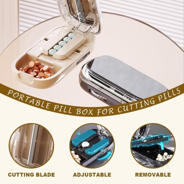 Portable Pill Cutter & Splitter – Compact Travel-Size Tablet/ Vitamin Cutter (Black) - Image 2