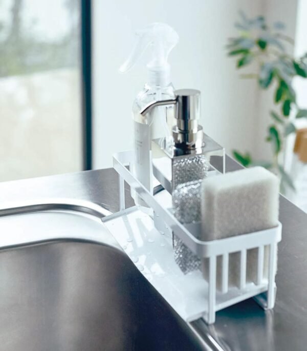 Self-Draining Sink Caddy Rack – Rust-Resistant Steel Sponge & Bottle Holder with Removable Tray - Image 2