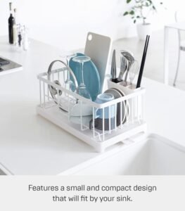 Compact Wire Dish Drainer Rack with Self-Draining Spout – White Steel Finish - Image 4