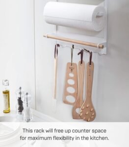 Magnetic Kitchen Organizer Rack – Steel Wall/Fridge Mount Storage Shelf with Hooks, White Finish - Image 4