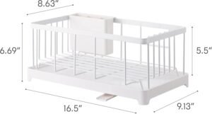 Compact Wire Dish Drainer Rack with Self-Draining Spout – White Steel Finish - Image 5