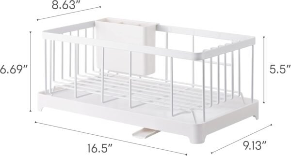 Compact Wire Dish Drainer Rack with Self-Draining Spout – White Steel Finish - Image 5