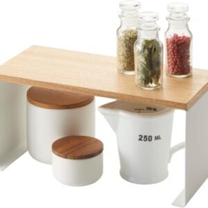 Wood-Top Stackable Kitchen Rack – Steel Frame with Wooden Shelf, White Finish