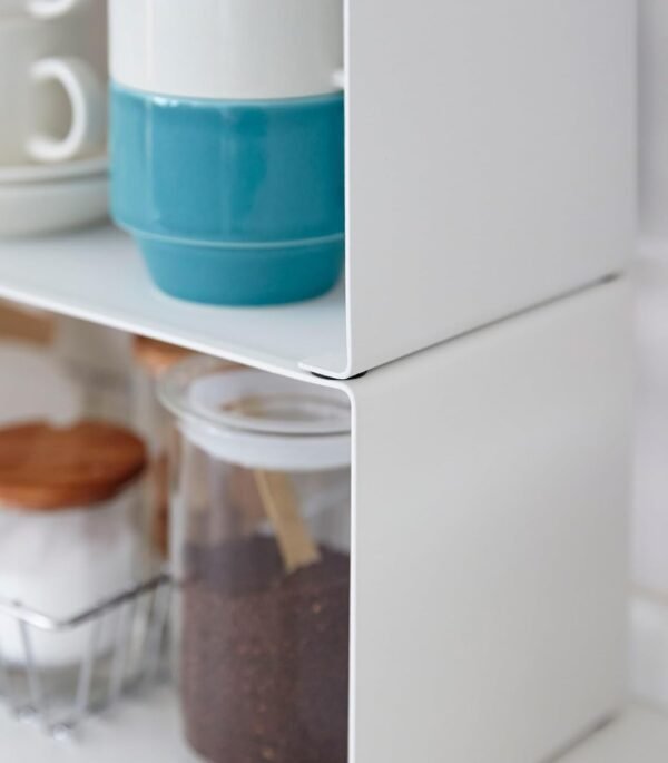 Stackable Kitchen Counter Shelf Organizer – Space Saving Metal Rack for Cabinets, Pantry & Countertops, Durable and Minimal Design, White - Image 6