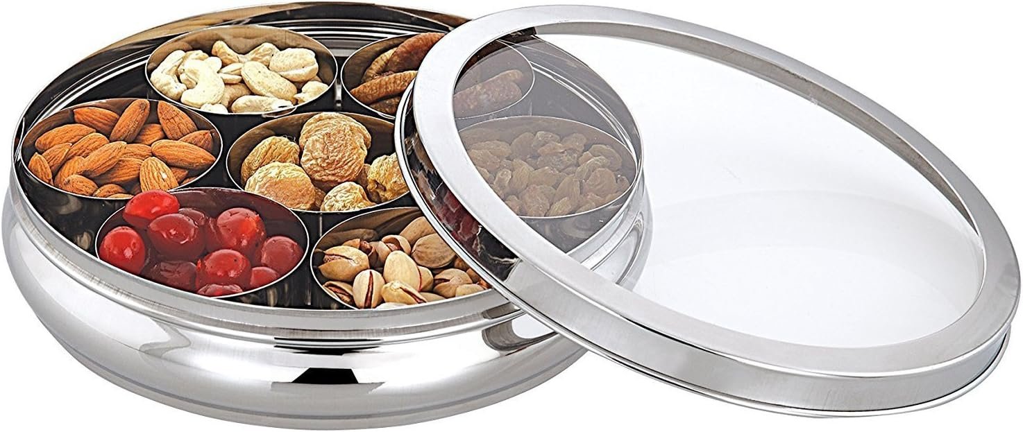 710USINcDhL._AC_SL1500_ Stainless Steel Spice Box with Transparent Lid – Indian Masala Dabba Container for Kitchen, 7 Compartments with Spoon, Durable & Elegant Design - Image 6