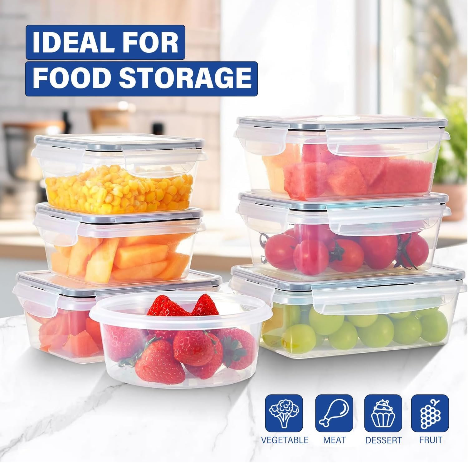 716IDgvDgDL._AC_SL1500_ 24-Piece BPA-Free Clear Plastic Food Storage Container Set – Leak-Proof, Microwave, Freezer & Dishwasher Safe, Home Kitchen Organization - Image 8