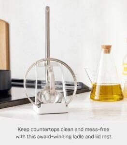Stainless Steel Ladle & Lid Stand – Compact Utensil Holder for Kitchen Countertop, White Finish - Image 6
