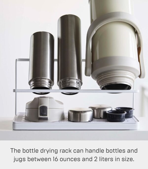 Two-Tier Countertop Bottle Drying Rack with Drain Tray – Wide Jug & Bottle Stand for Kitchen Counter, Steel Finish - Image 7
