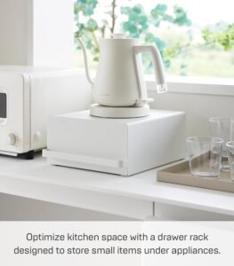 Under-Appliance Storage Rack with Drawers – Compact Counter Organizer in White Steel - Image 7