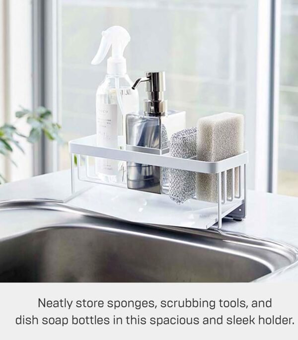 Self-Draining Sink Caddy Rack – Rust-Resistant Steel Sponge & Bottle Holder with Removable Tray - Image 3