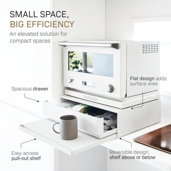 Adjustable Under-Appliance Drawer & Slide-Out Shelf Rack – 2-Way Kitchen Organizer, White Steel (Approx. 45 × 39.3-64 × 13.5 cm) - Image 4