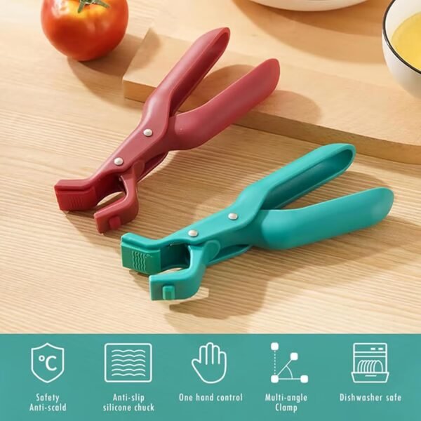 Silicone Anti-Scald Bowl Clip – Heat-Resistant Kitchen Gripper Tongs for Hot Dishes & Plates (Green + Red) - Image 4