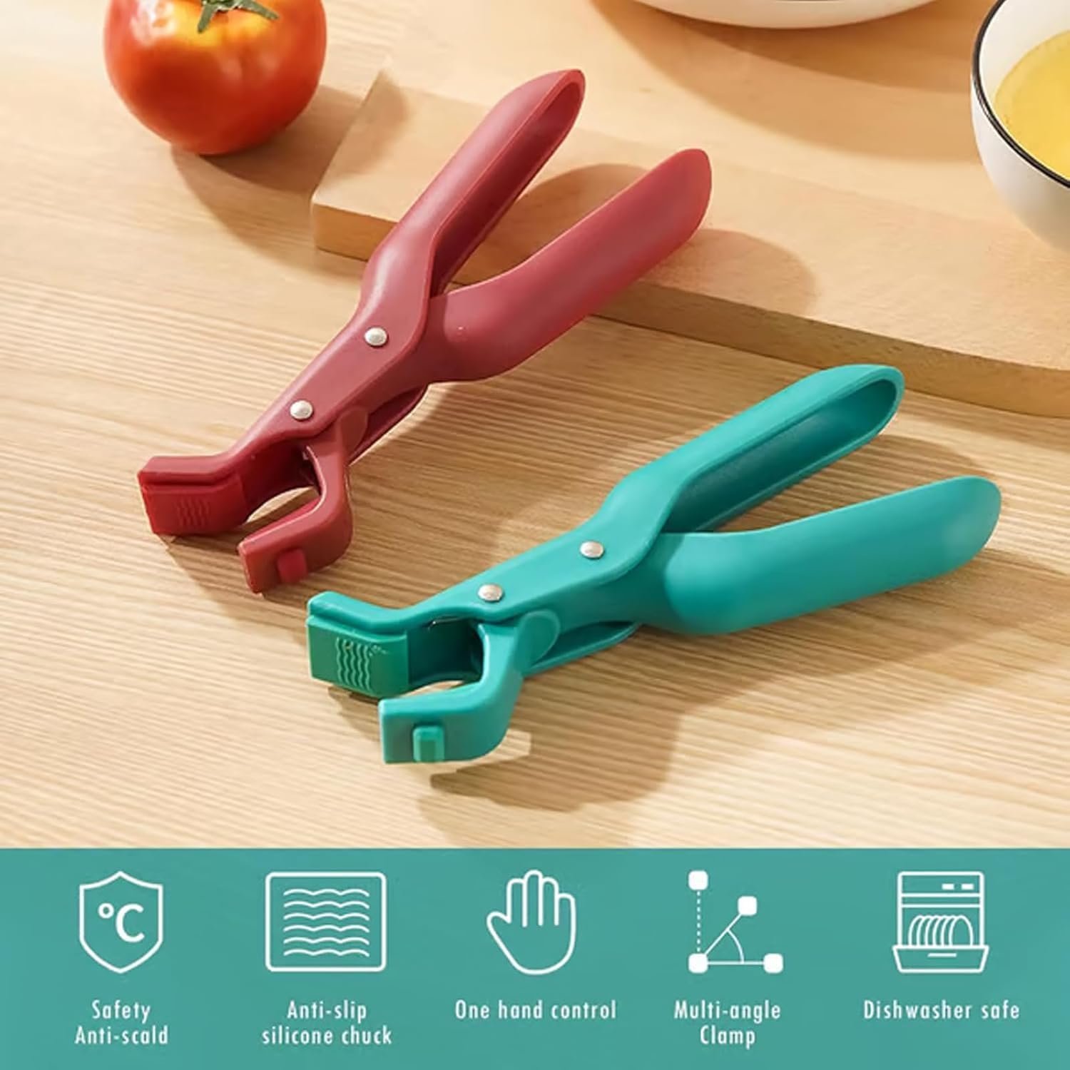 71Ib6sfnkML._AC_SL1500_ Silicone Anti-Scald Bowl Clip – Heat-Resistant Kitchen Gripper Tongs for Hot Dishes & Plates (Green + Red) - Image 4
