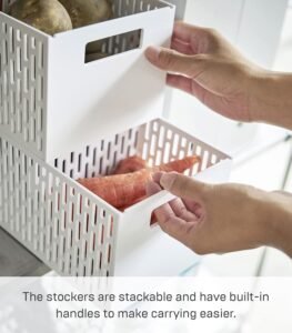 Stackable Fruit & Vegetable Storage Basket – One-Size White Plastic Basket Organizer for Kitchen Counters & Pantry - Image 4
