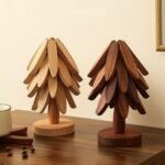 Fold-able Tree-Shape Kitchen Trivet Set – 3-Piece Heat-Resistant Pot & Dish Holders in Dark Brown, Novelty Storage Design - Image 3