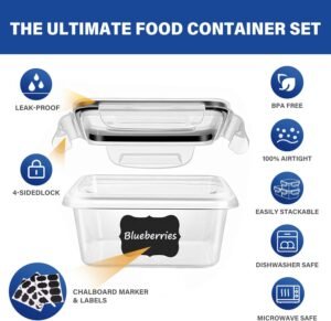 24-Piece BPA-Free Clear Plastic Food Storage Container Set – Leak-Proof, Microwave, Freezer & Dishwasher Safe, Home Kitchen Organization - Image 4